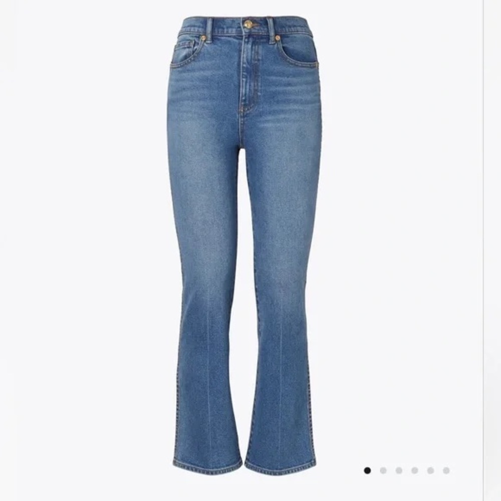 Tory Burch Cropped Boot-Cut Marble Jeans Size 28